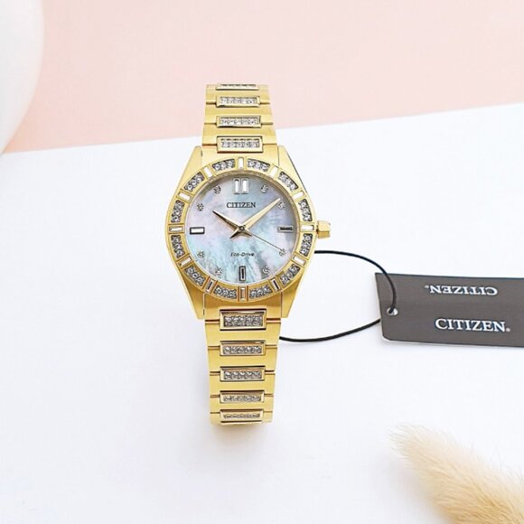 Citizen Eco-Drive Women\'s Crystal collection Gold Watch 34mm main image 5